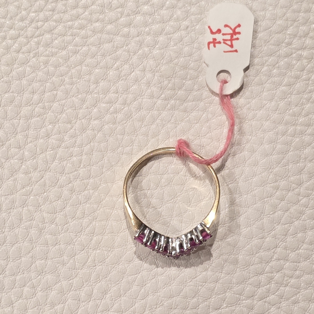 14k Two Tone Real Gold Ruby Ring - image 2